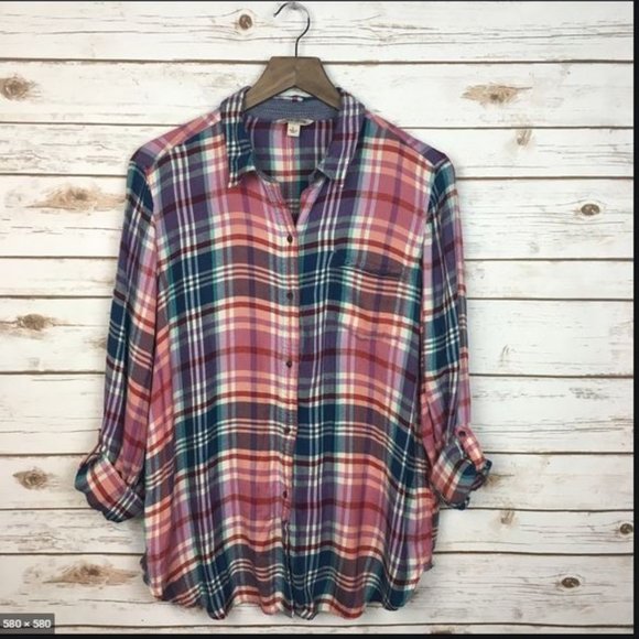 Lucky Brand Tops - Lucky Brand Boyfriend Style Flannel Hi/Low